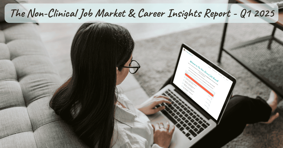 Woman on her laptop looking at The Non-Clinical Job Board